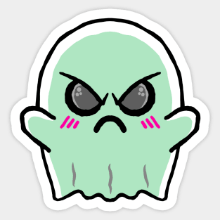 Angry Green Ghost Sticker